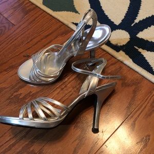 Silver buckle heels!